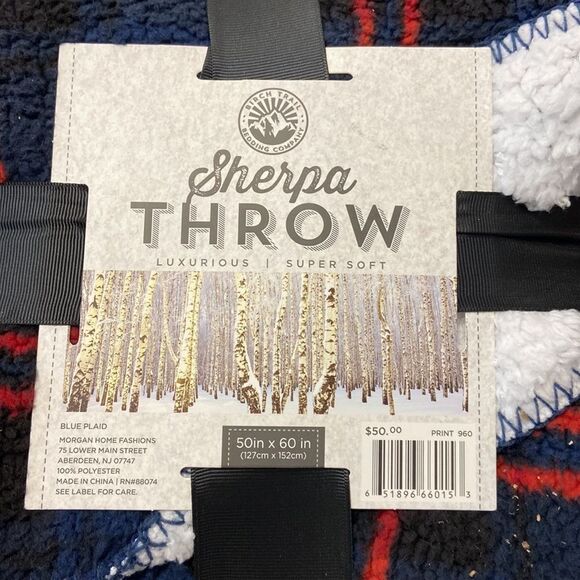 Birch Trails Holiday Prints Sherpa Throw, 50” X 60” - Picture 3 of 3